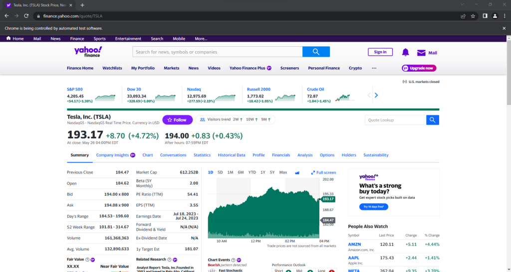 Yahoo!  Automated Insights