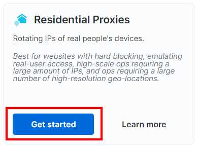 Getting started with the residential proxies network