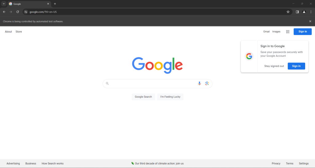 the browser window we'll see that shows Google's main page