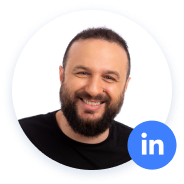 Smiling man with LinkedIn logo overlay.