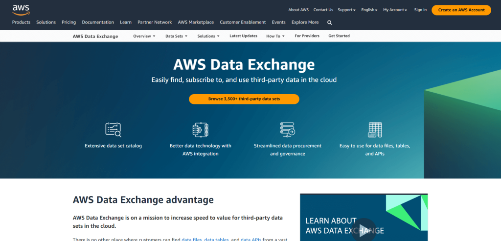 AWS data exchange datasets