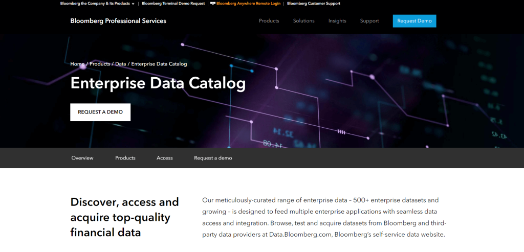 Bloomberg enterprise data catalog