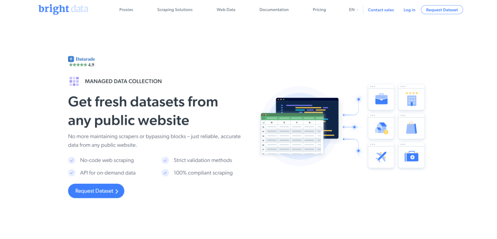 Bright Data's datasets page