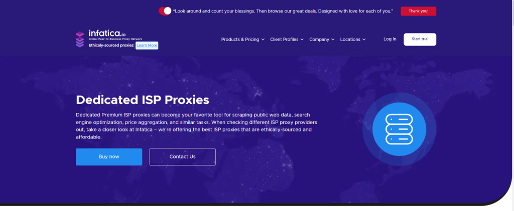 Infatica's ISP proxies page