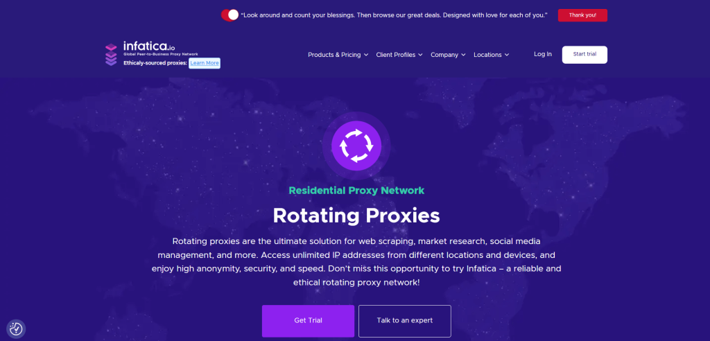 Infatica's rotating proxies page