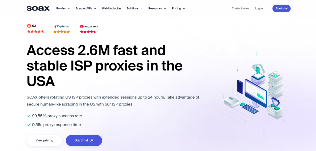 SOAX's ISP proxies page