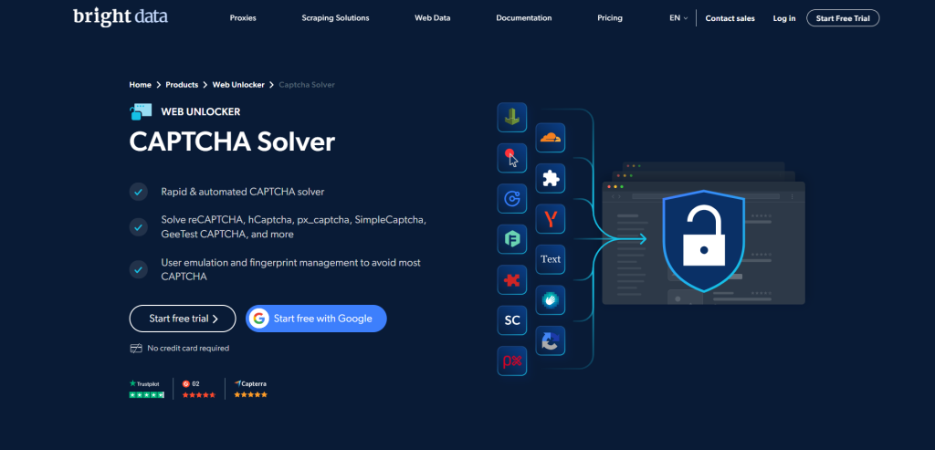 Página de CAPTCHA Solver de Bright Data