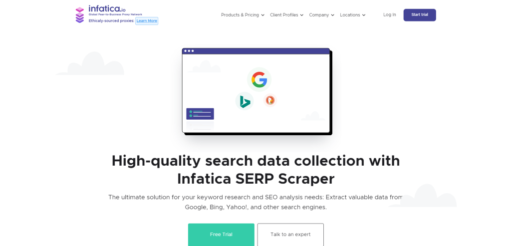 Infatica's SERP scraper page