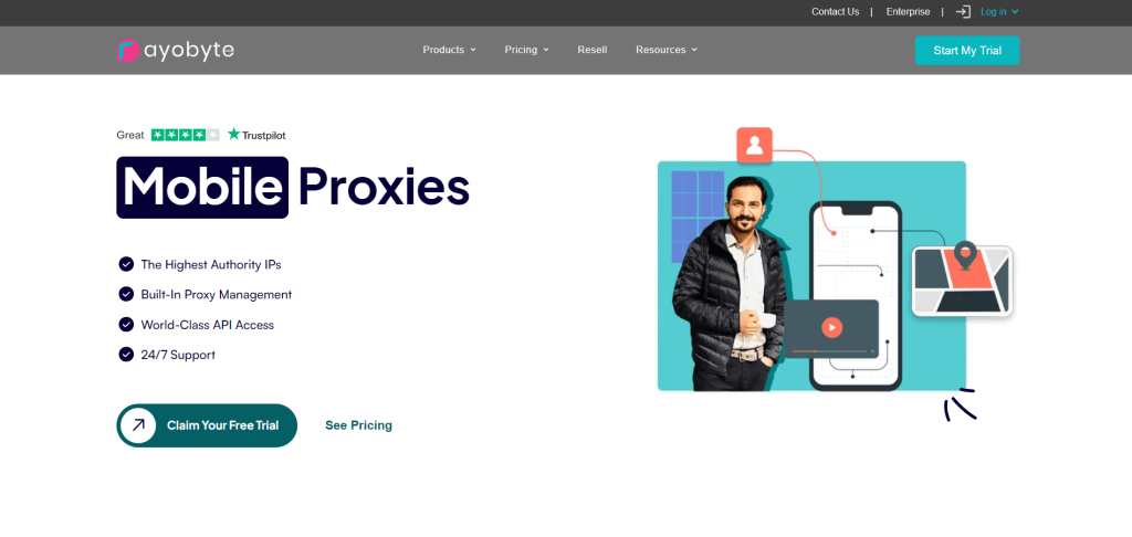 Rayobyte's mobile proxies page