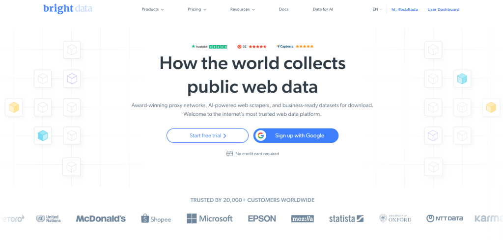 Bright Data's homepage