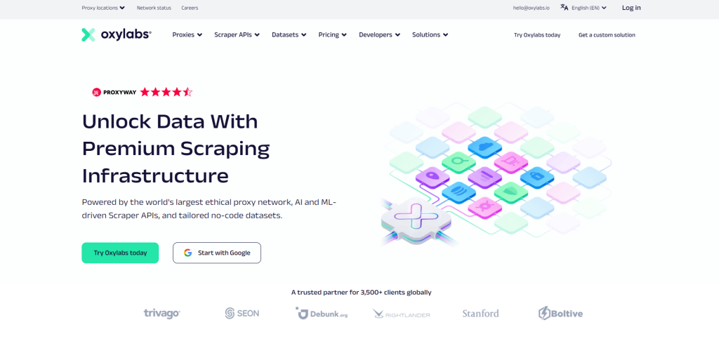 Oxylabs website homepage