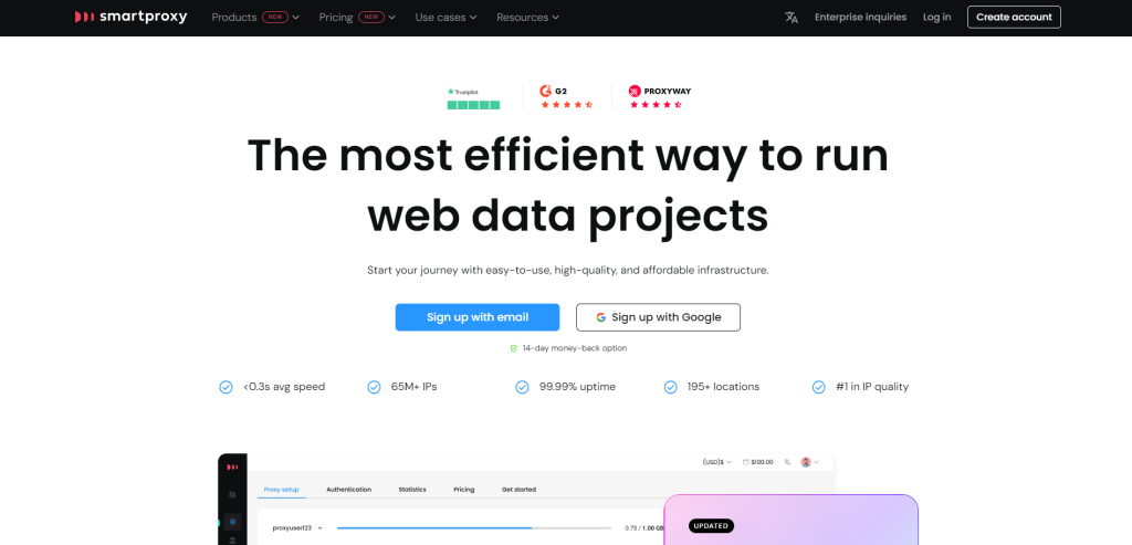 Smartproxy website homepage