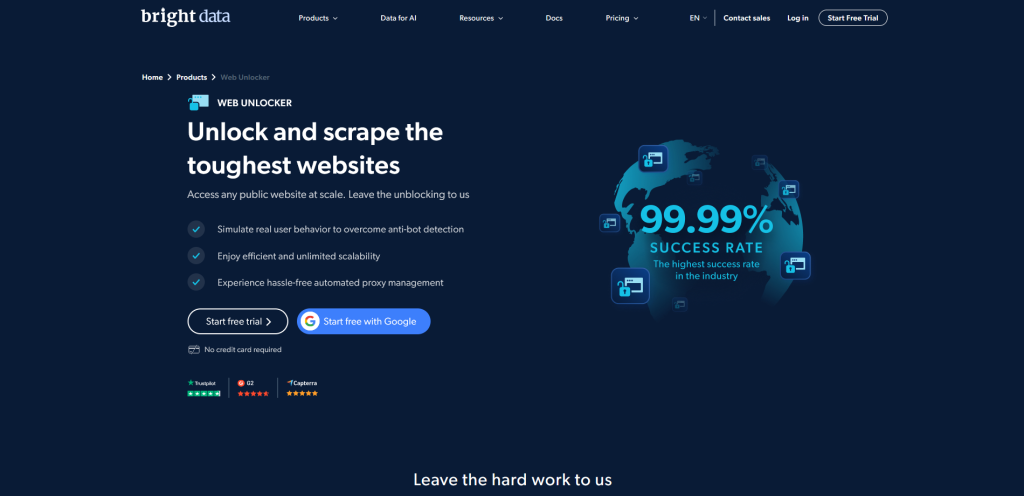 Bright Data's Web Unlocker page