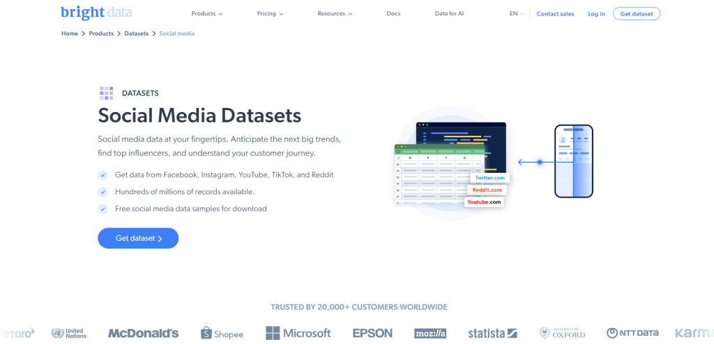 Bright Data's social media datasets