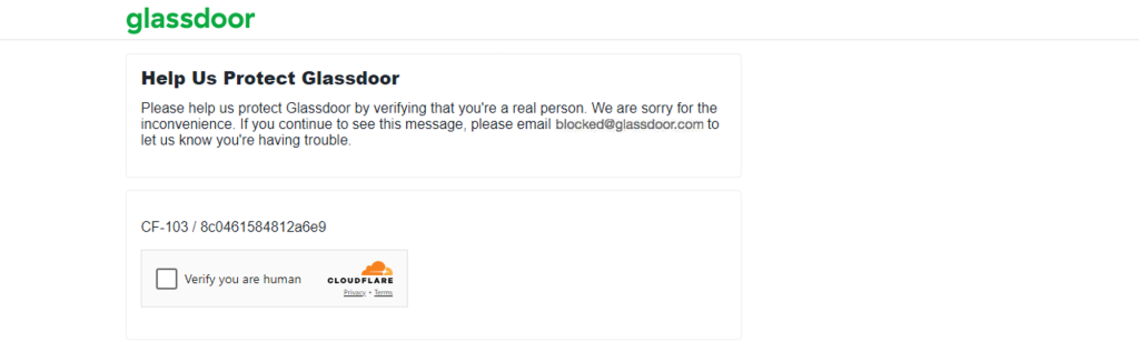 Cloudflare's anti bot mechanisms on Glassdoor