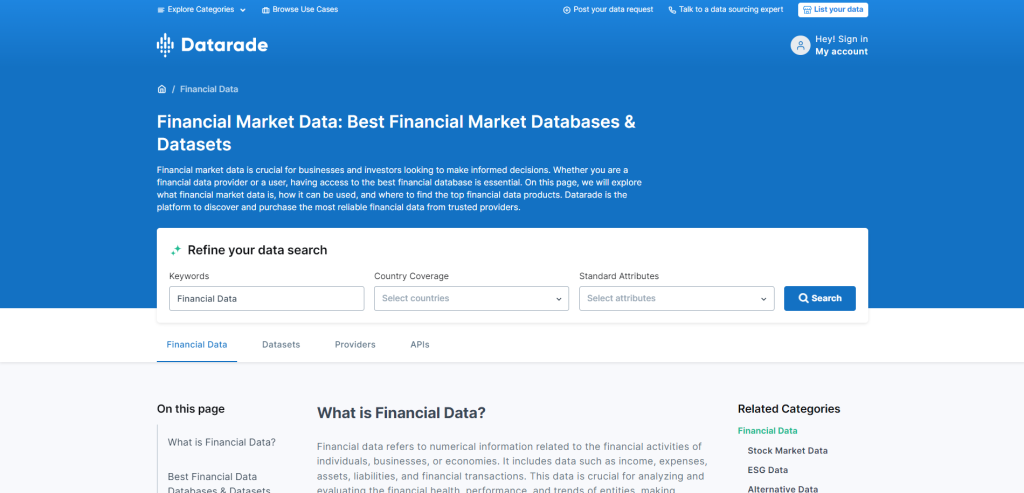 Datarade financial data