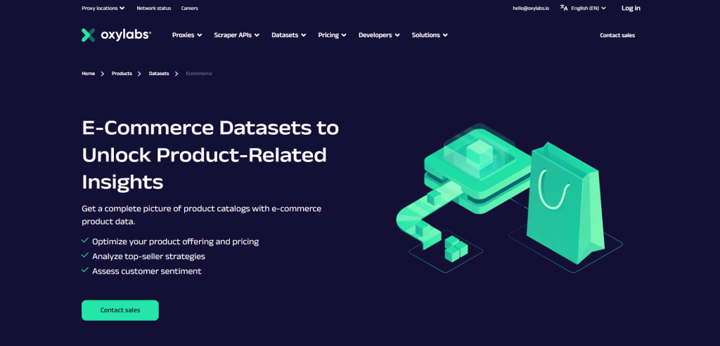 Oxylabs eCommerce datasets