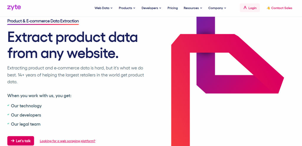 Zyte's eCommerce data extraction page