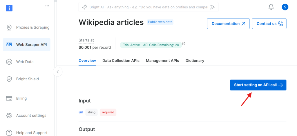 Setting an API call