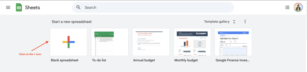 Creating a new Google Sheet