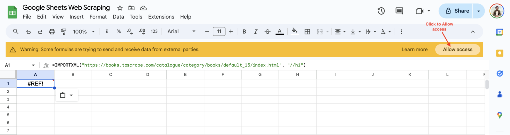 Enabling access before fetching data from 3rd party websites