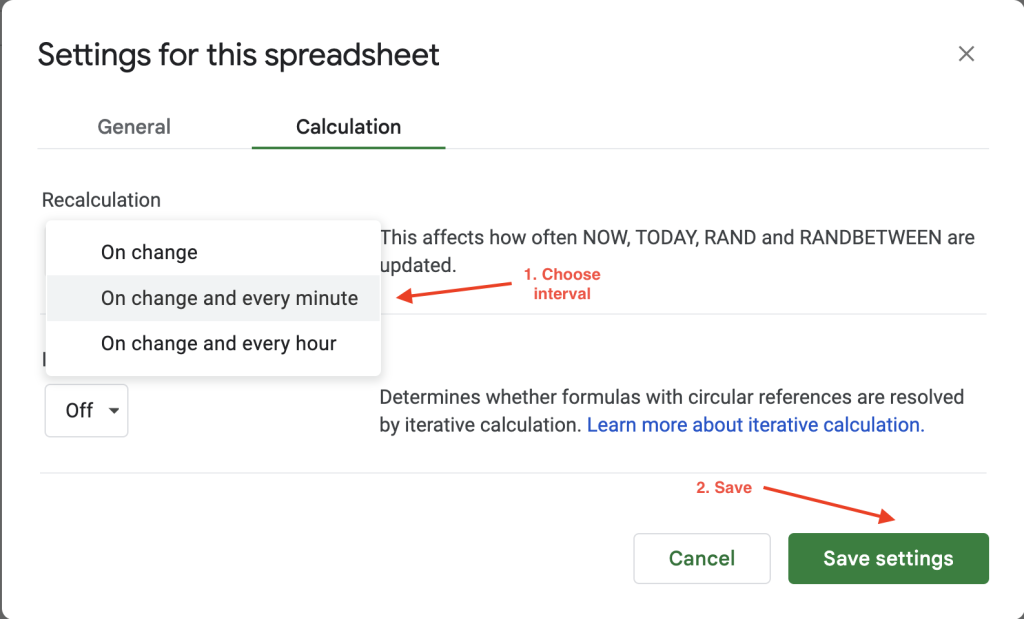 Configure automatic data refresh in Google Sheets