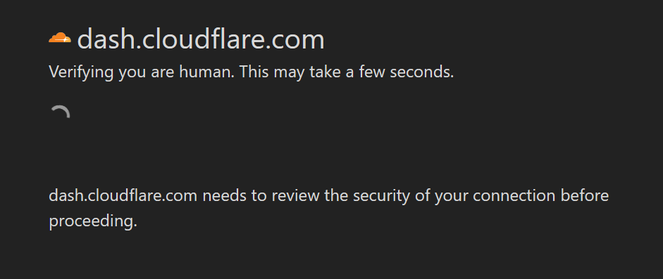 A cloudflare test when visiting a web page