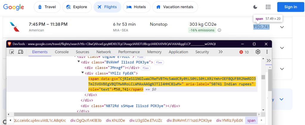 scrape-google-flights-price