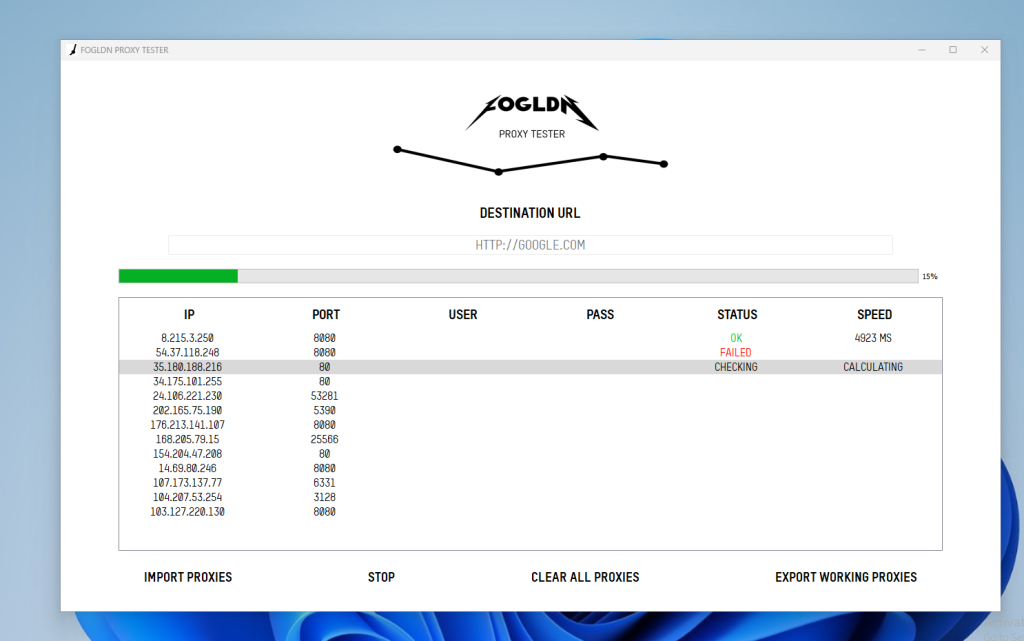 Proxy testing with FOGLDN