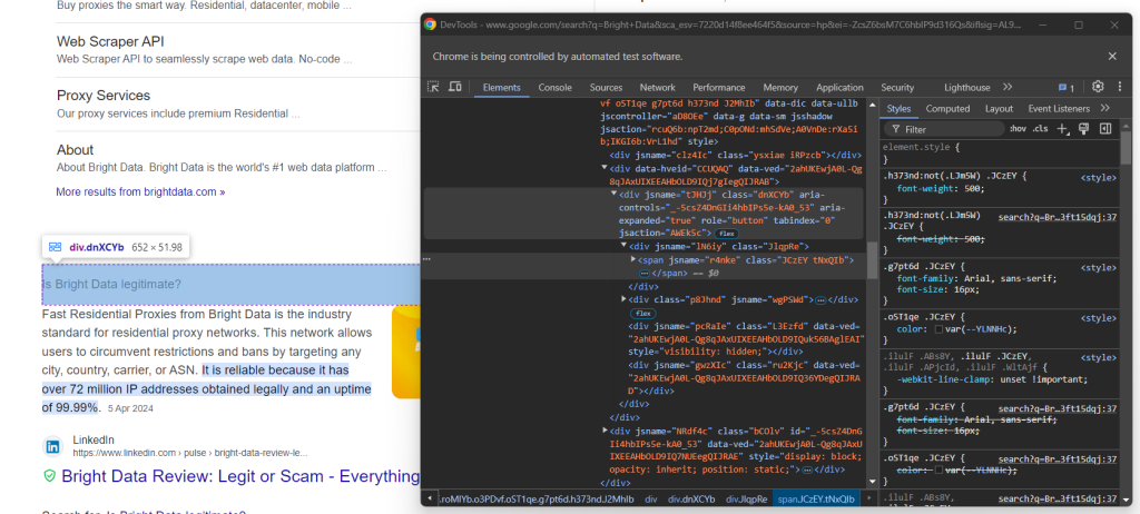 Inspecting inside the question elements