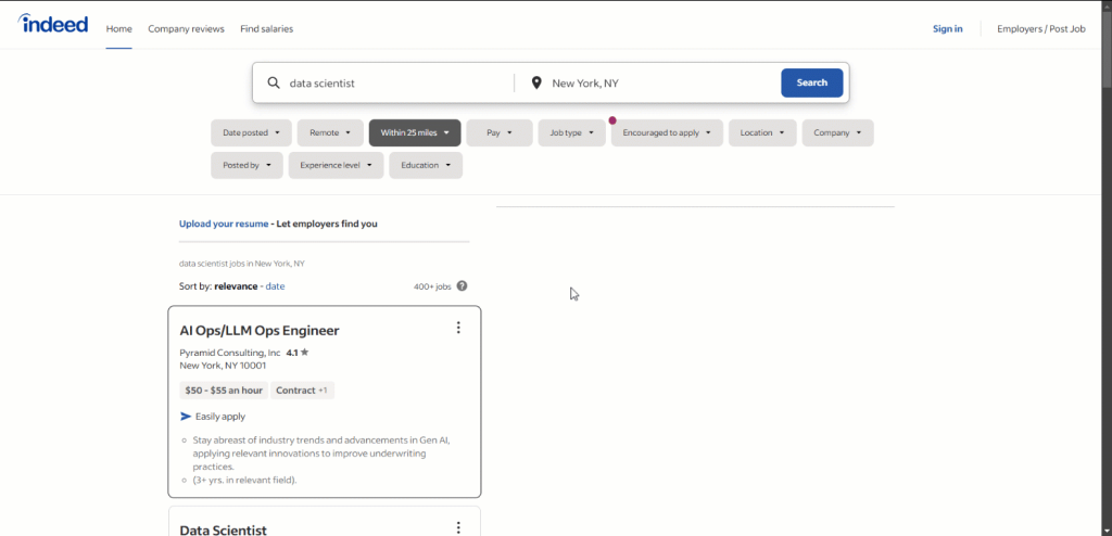 An example showing that most of the data is loading dynamically