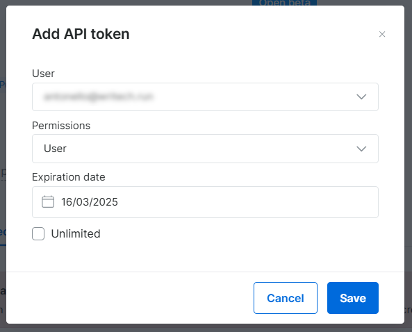 Configuring the details of the new token