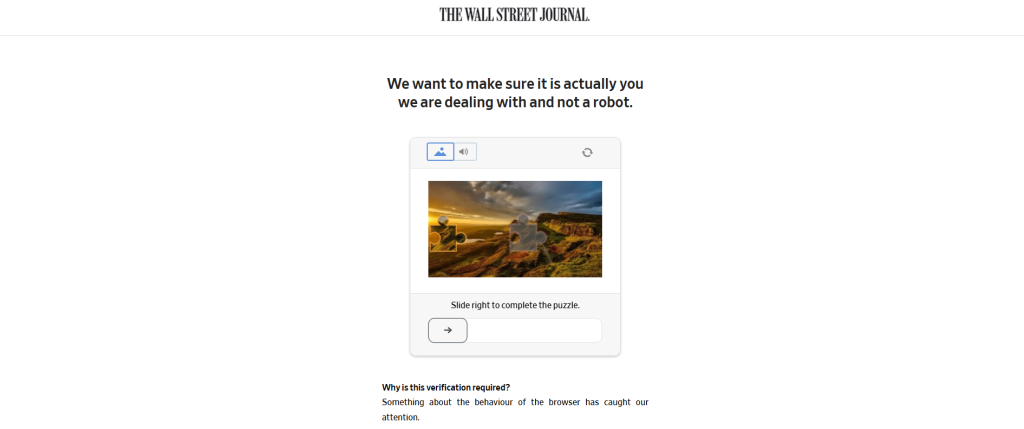 CAPTCHA en The Wall Street Journal