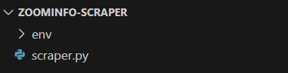 A new scraper.py file in the ZoomInfo scraper folder