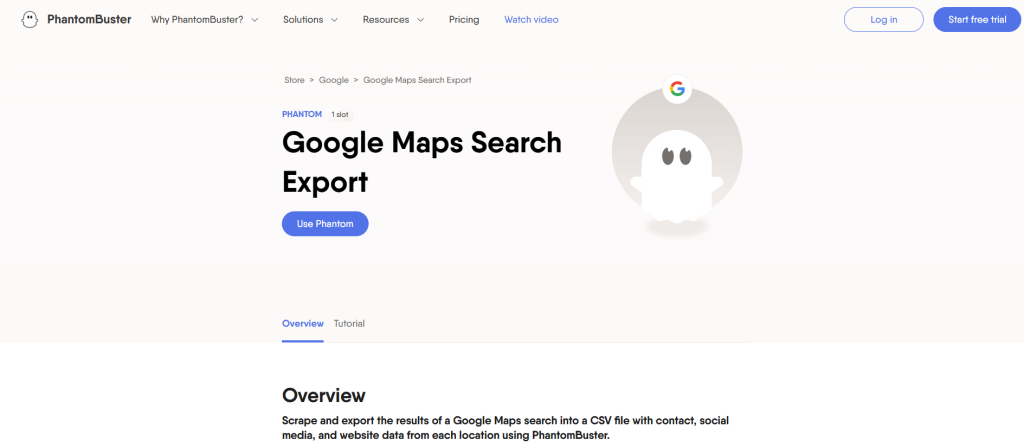 PhantomBuster's Google Maps Scraper