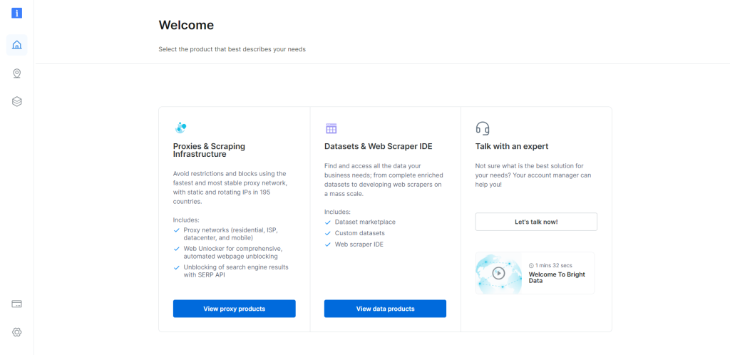 The Bright Data dashboard