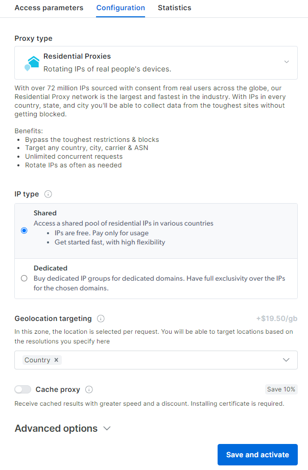 Configuring your residential proxies