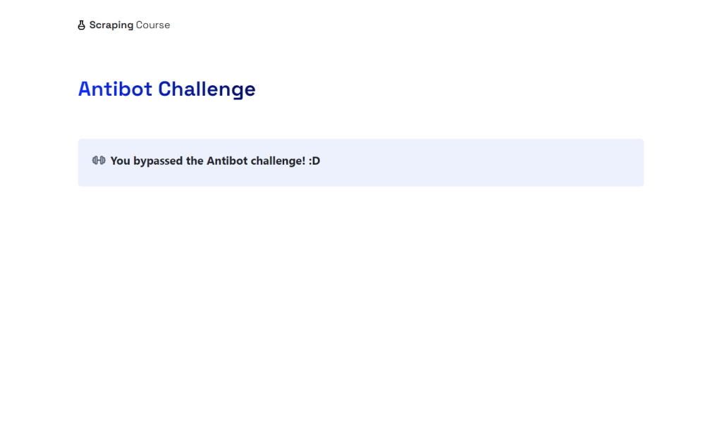 Antibot challenge bypass succeeded 