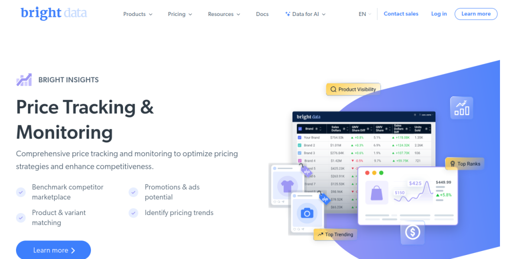 Bright Data's price tracking tool