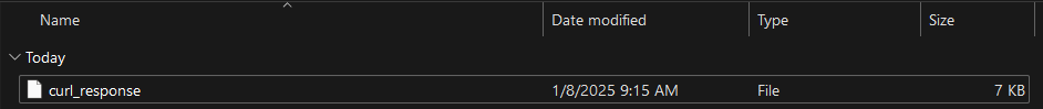 The default curl_response file in the folder where cURL was launched