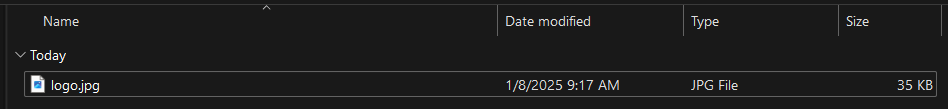 The downloaded logo.jpg file in the folder where cURL was launched