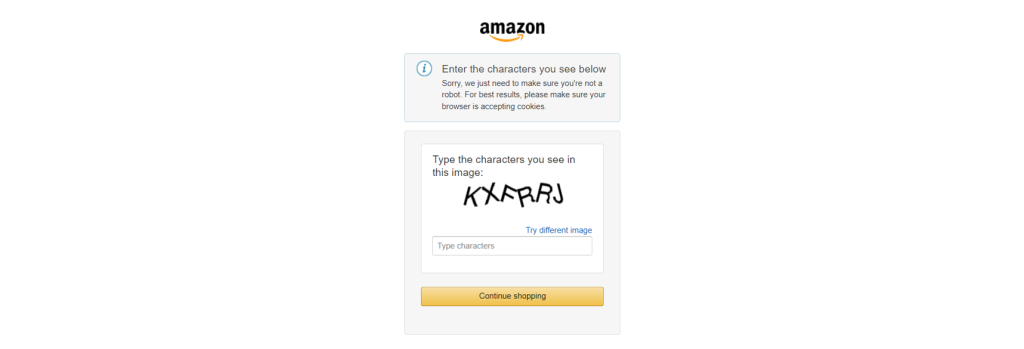 A CAPTCHA on Amazon