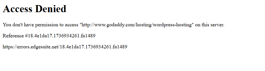 An "Access Denied" page from GoDaddy