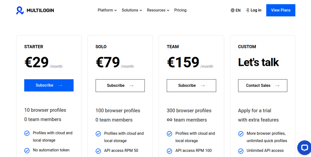 Multilogin Pricing