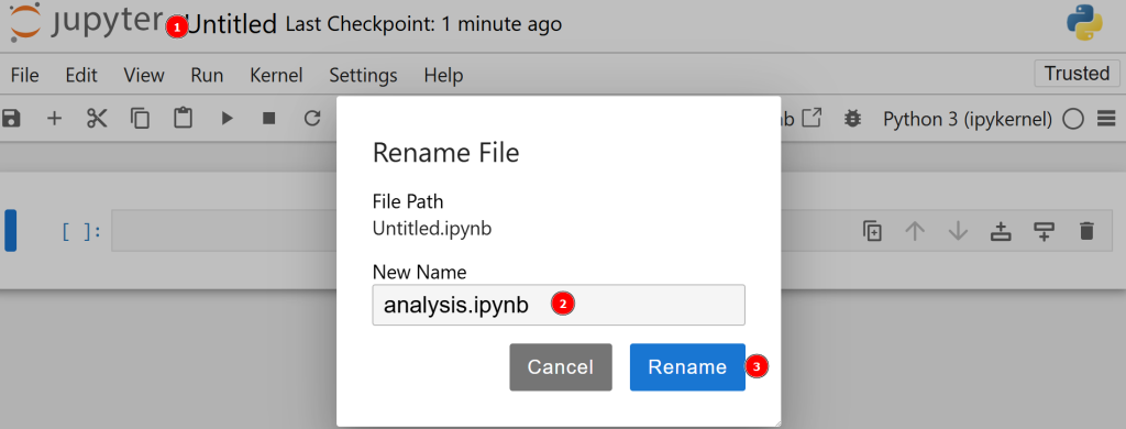 Renombrar un nuevo archivo Jupyter Notebook