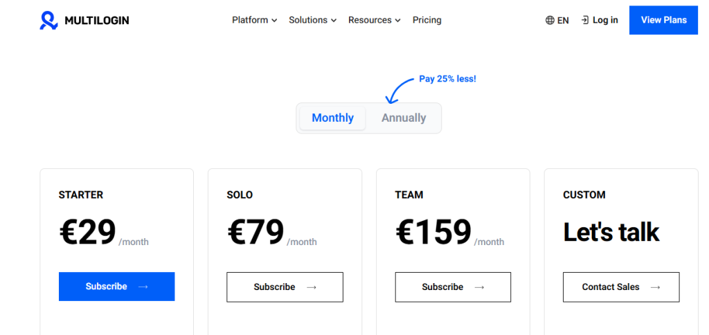 Multilogin Pricing