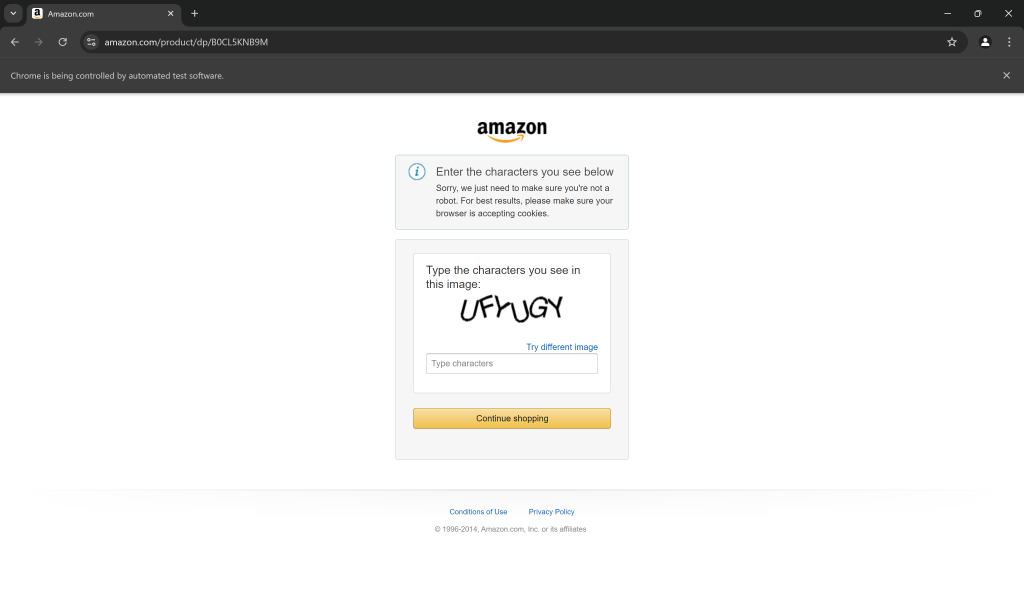 Amazon CAPTCHA page